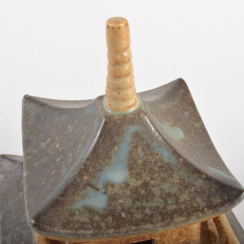 茶道具　陶磁器　二重の塔　塔香炉　在銘　共箱　C　6119