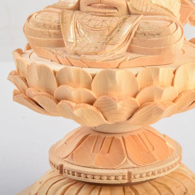 仏教美術 桧彫刻 釈迦如来座像 仏像 蓮華台 C 8855