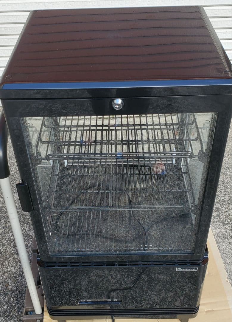 レマコム 4面ガラス 冷蔵ショーケース 卓上型 63L ブラック 冷蔵庫 タテ型