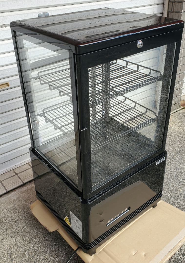レマコム 4面ガラス 冷蔵ショーケース 卓上型 63L ブラック 冷蔵庫 タテ型