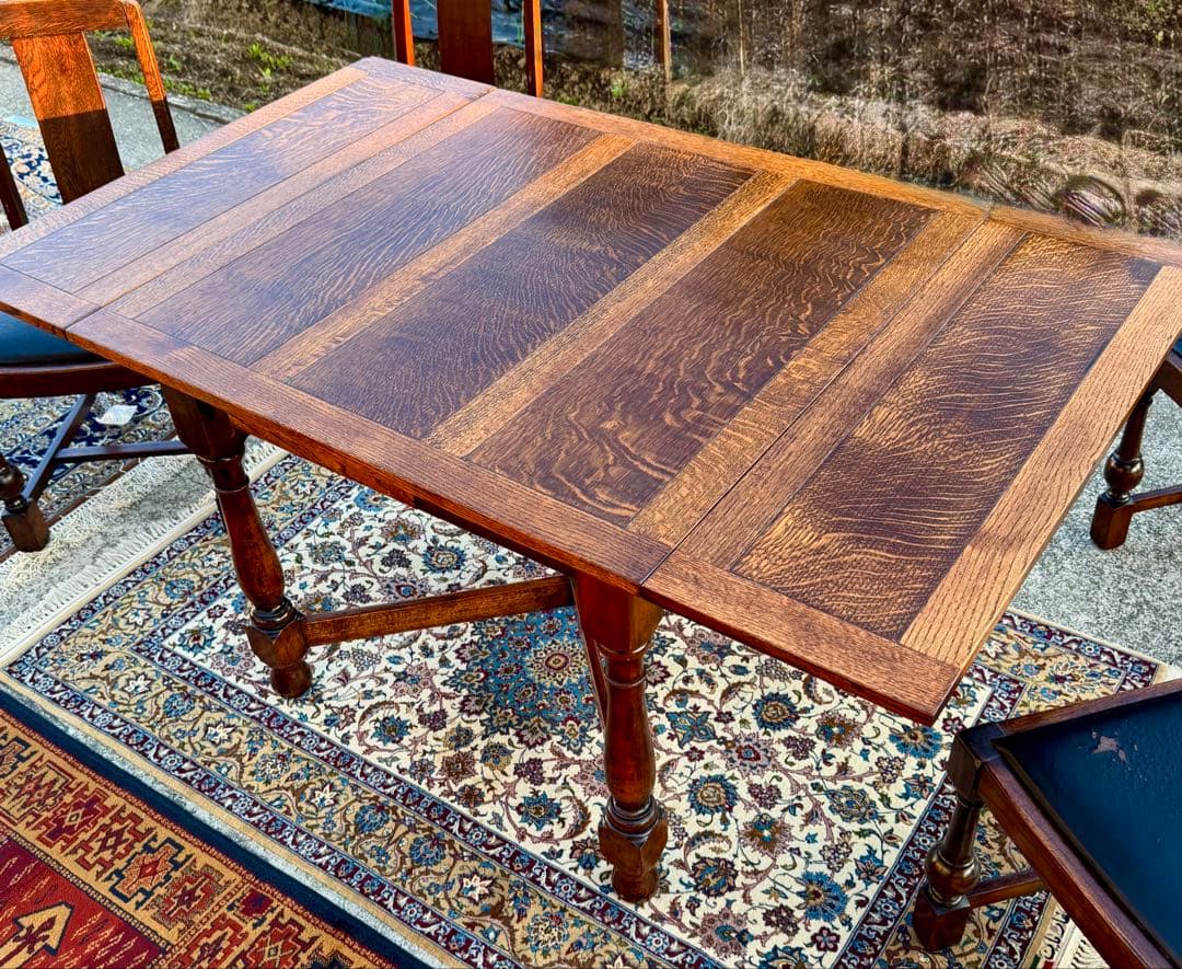 英国ドローリーフ 伸長式テーブル Lloyd's antiques 焼印あり