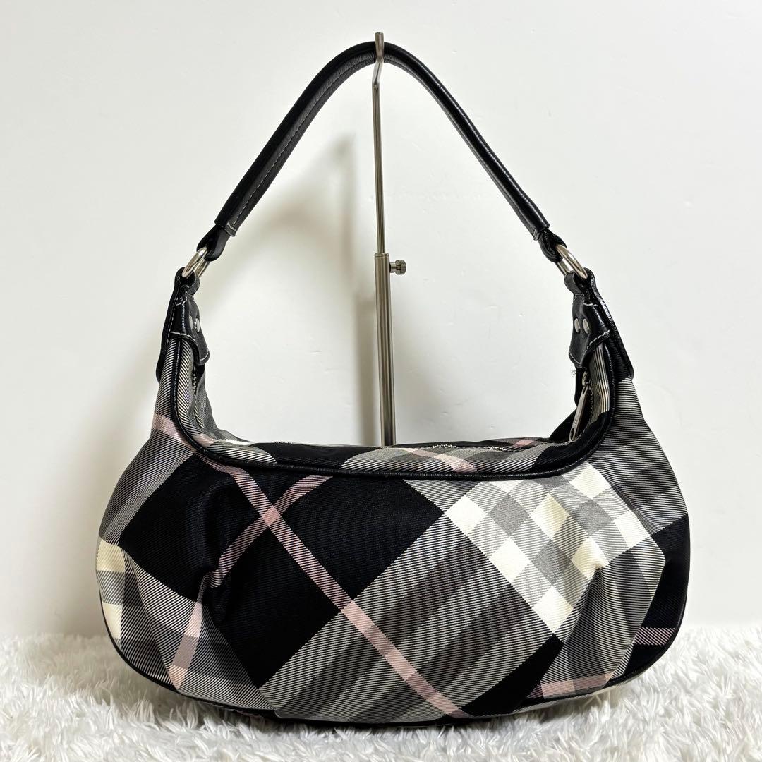【美品】 バーバリー ブルーレーベル セミショルダーバッグ チェック レザー