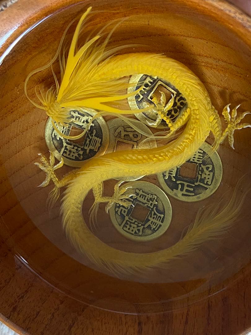 立体絵画　3D龍の絵　茶碗絵古銭　雍正通宝 康熙通宝　開運　風水 招福　商売繁盛