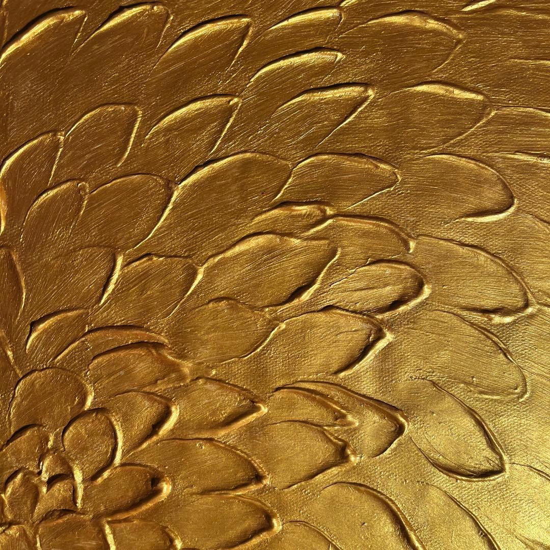 ★秀作★ 手書き油絵 ゴールドペタル 肉筆絵画 インテリア 油彩画
