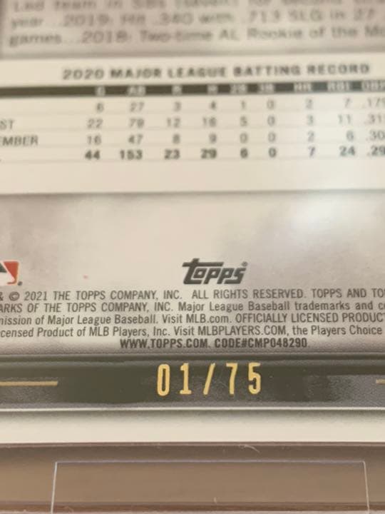 大谷翔平】希少「No.1」/75枚 限定カード（マグホ付き） Topps