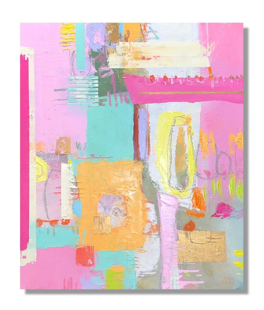 絵画油絵原画抽象画北欧パステルカラー春アートインテリアF8