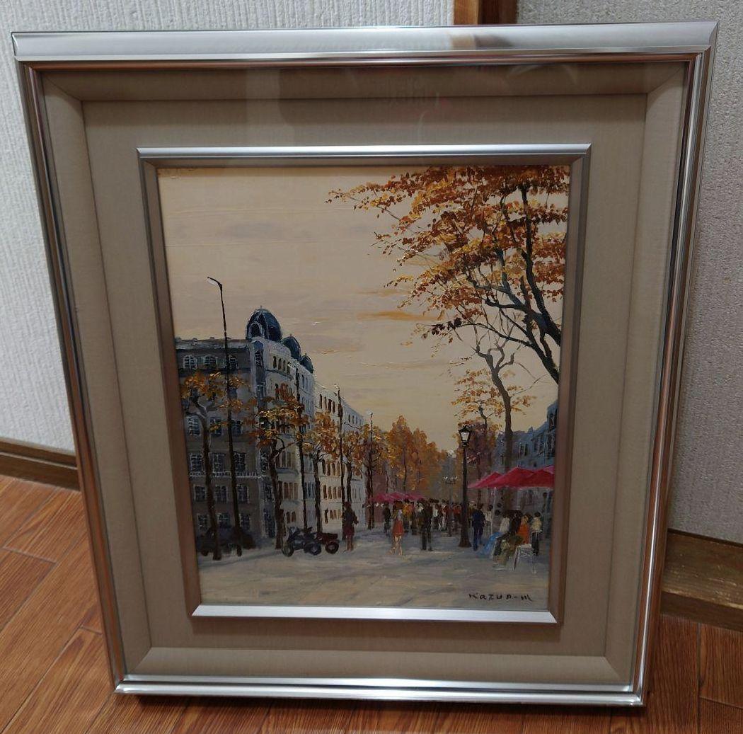 森下一夫 「ランブラス通り」真筆 油絵 絵画 油彩 スペイン F6