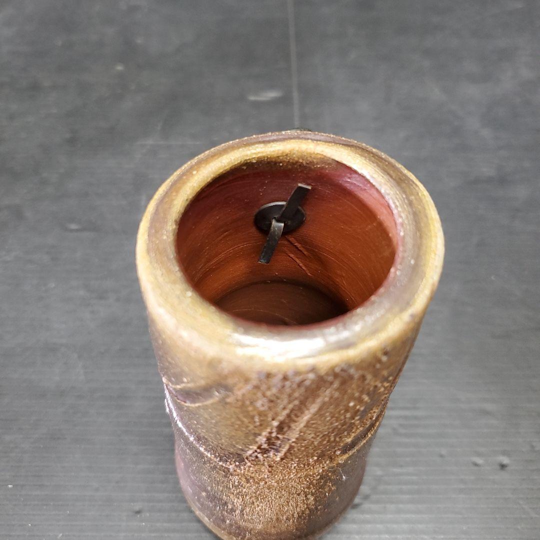 人間国宝 藤原雄作 備前焼 掛花入 共箱 栞 布 141