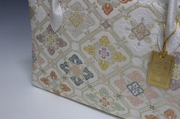 新品未使用 ！！特別セール！！京都 西陣 正絹 帯使用 利休バッグ　25039
