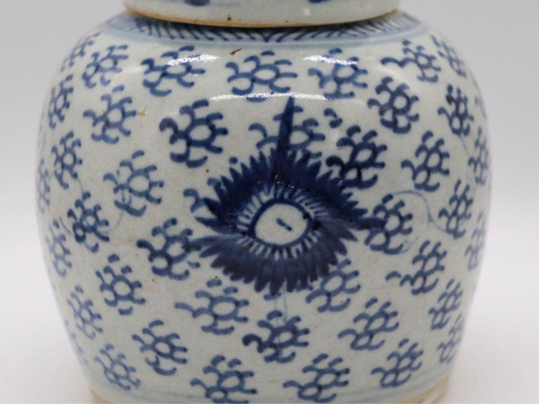 中国清時代染付壺アンティーク送料込み0406