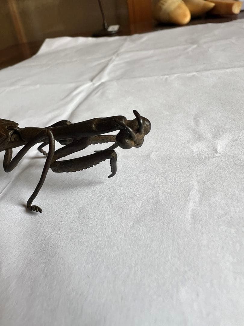 古銅自在カマキリ 螳螂 置物 長約9.2CM