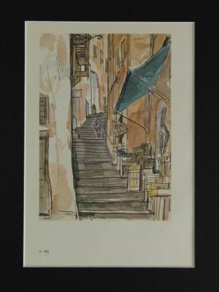 【荻須 高徳/0guiss】 素描、版上サイン入り、希少、新品額装付33