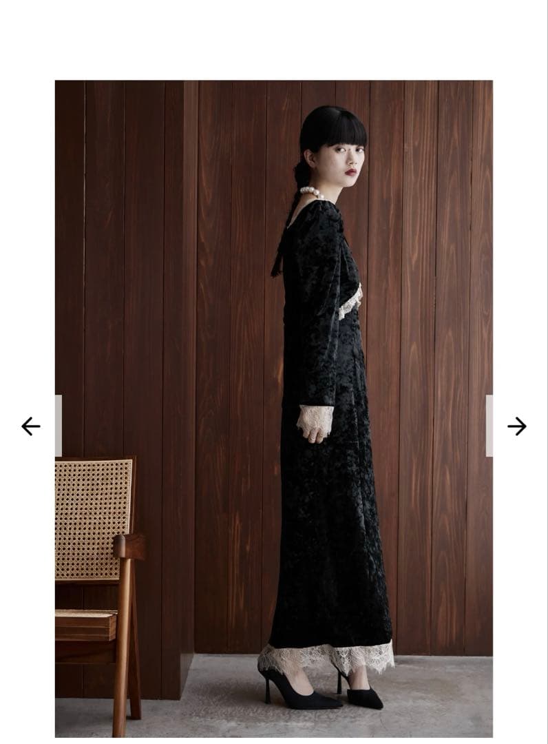 【低身長さん向け】　etoll. クラッシュベロアロングドレス