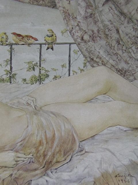 藤田嗣治、【裸婦】、希少な額限定装用画集より、新品額装付、状態良好