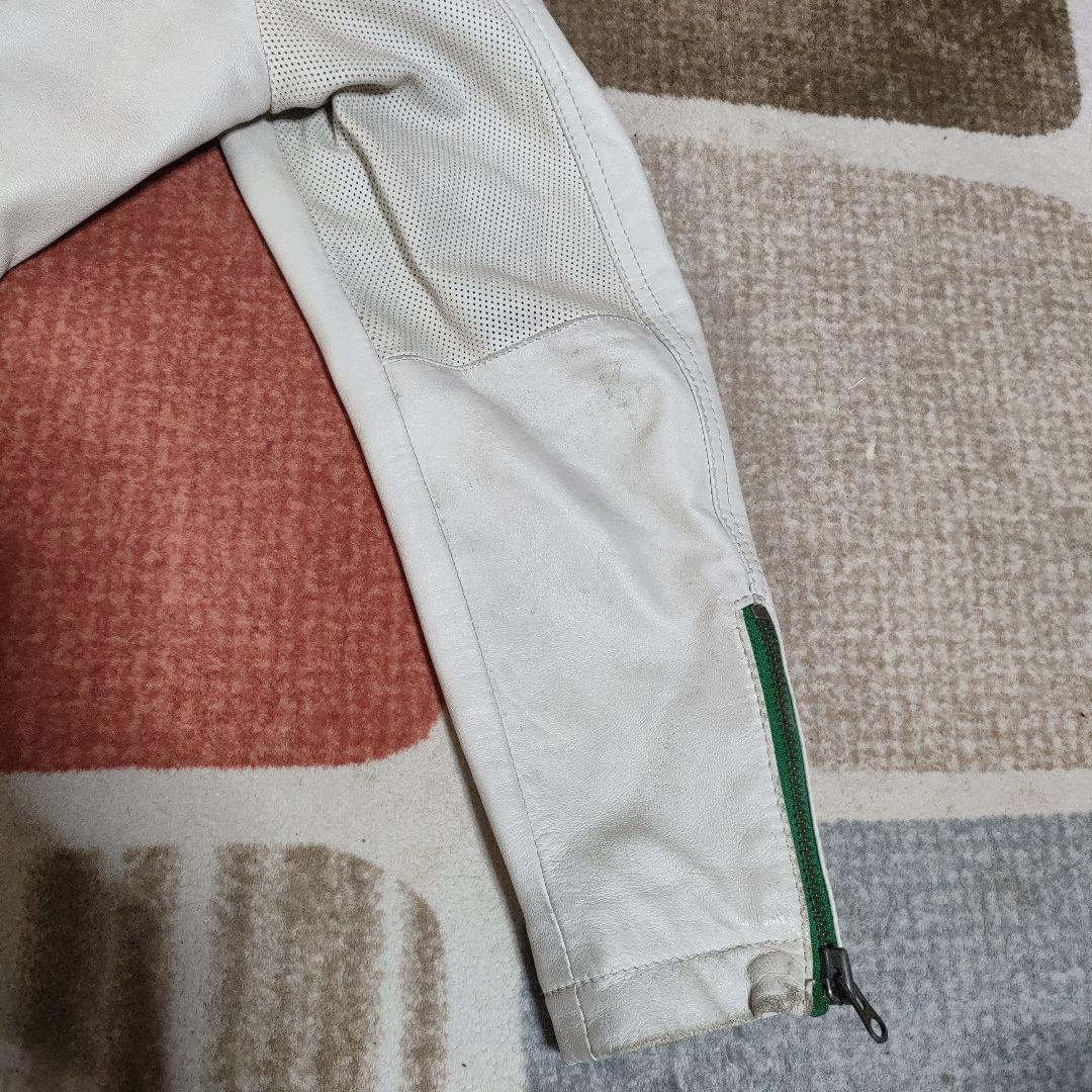 イタリアカラー ホワイトレザージャケット 本革