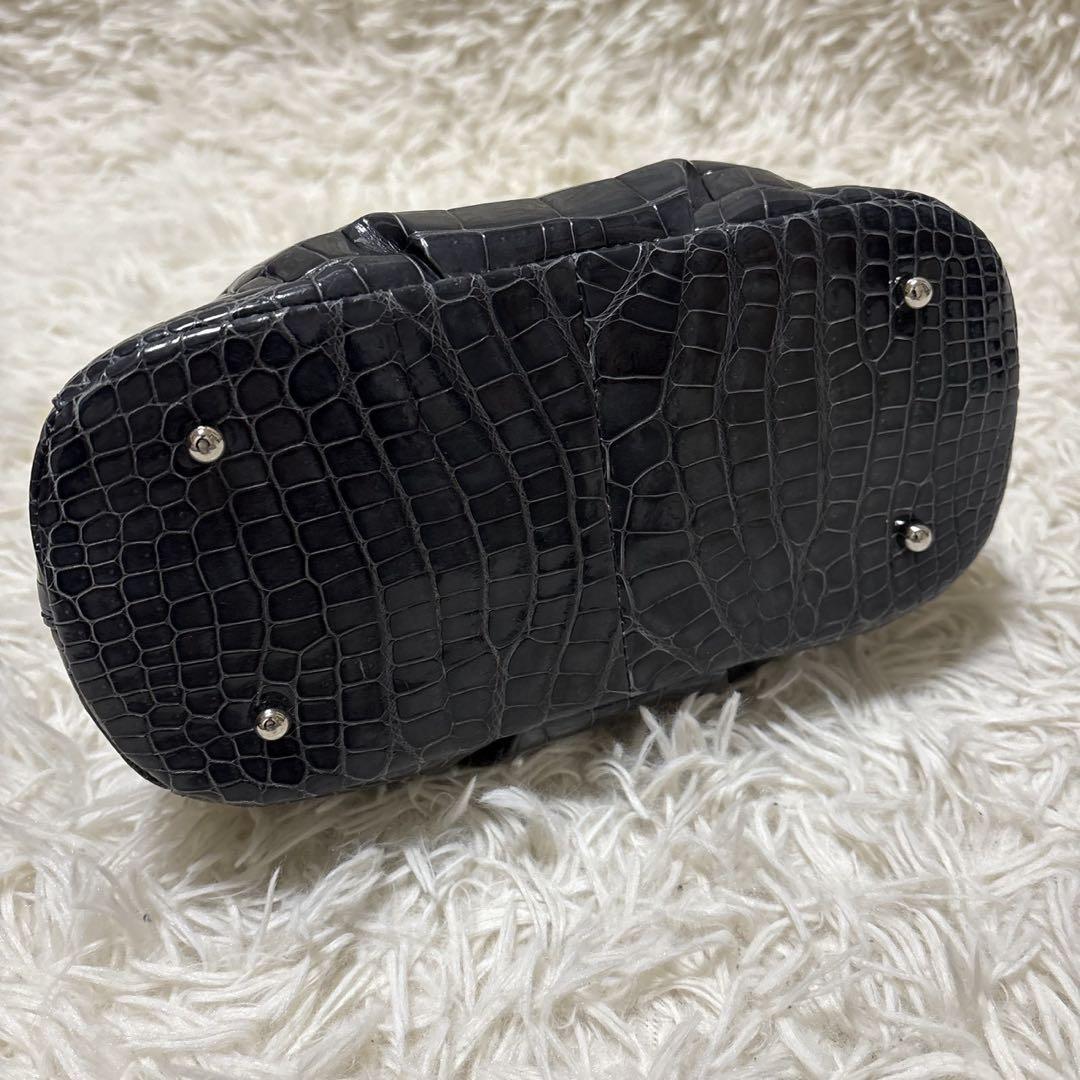 JRA シャイニングクロコ　フォーマル　ハンドバッグ　ブラック