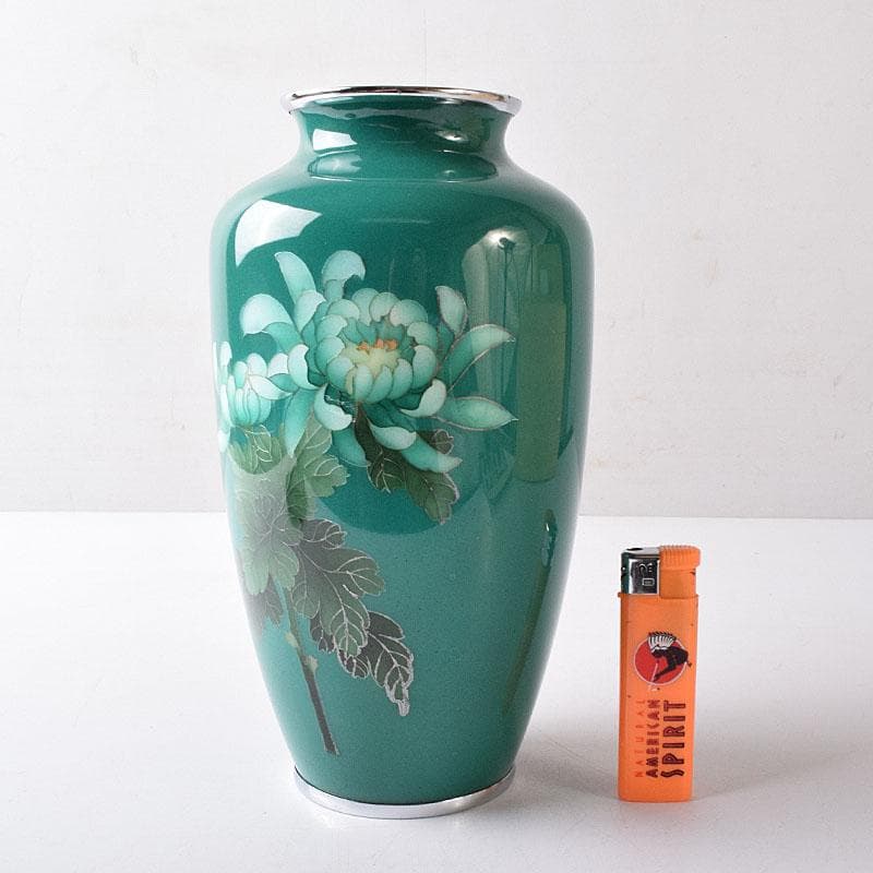 七宝焼　諸官庁御用達　野口製作所　花文　花瓶　共箱　M　R8356