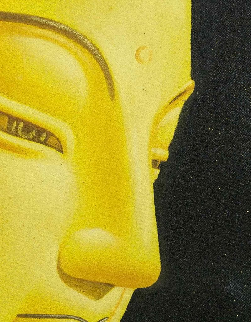 香月泰男　ミクストメディア　肉筆『仏頭』表と裏サイン　鑑定　F6　額無　b832