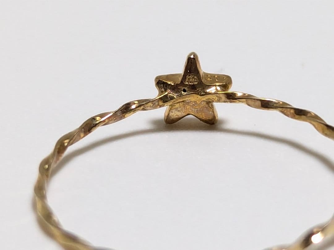 K18 天然ブルーダイヤモンド 星型モチーフ ツイストリング