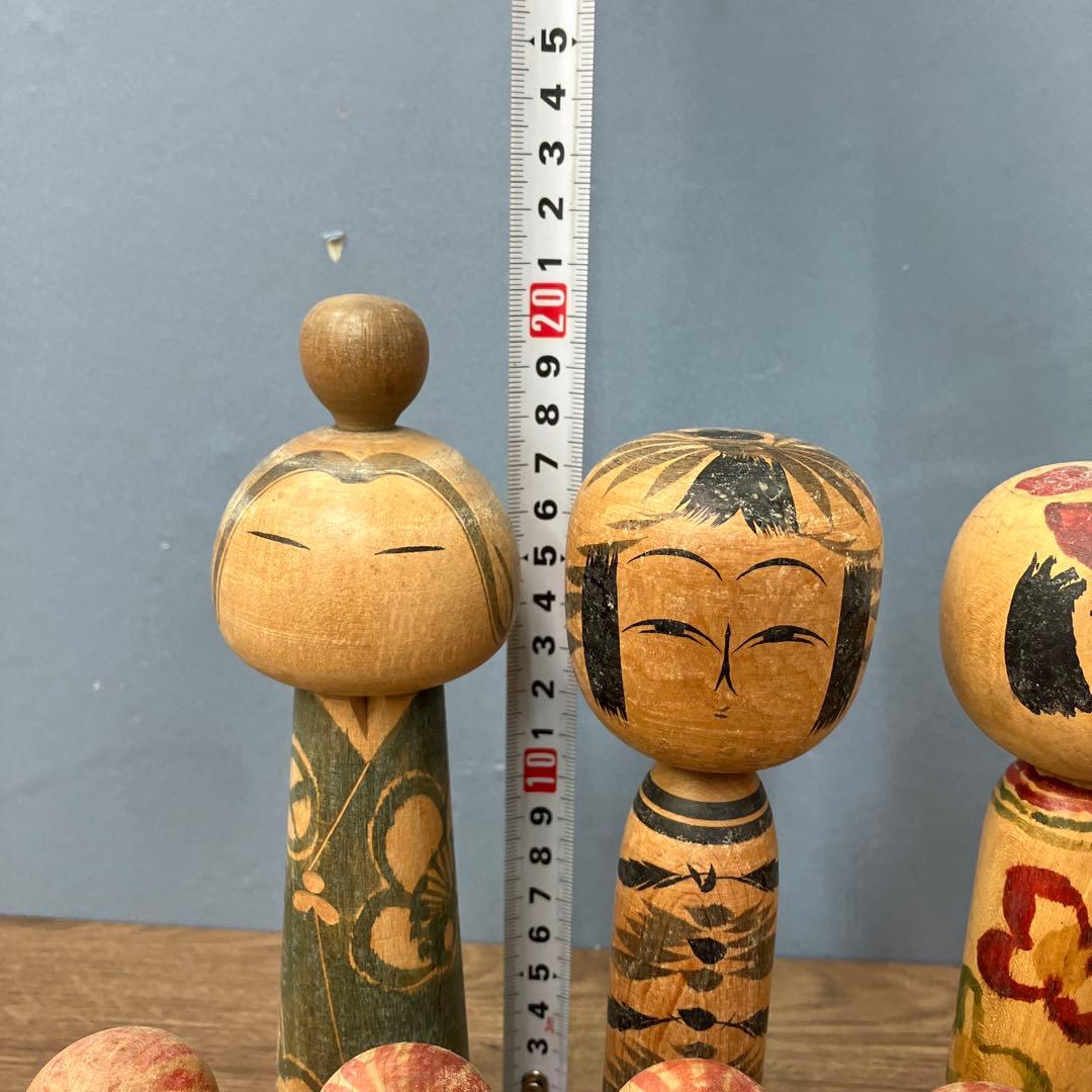 D-2 昭和レトロ 伝統工芸 こけし 14体セット まとめ売り 郷土玩具 木彫