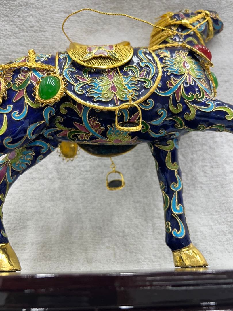 中国工芸 七宝焼 馬 金工細工馬置物 - メルカリ