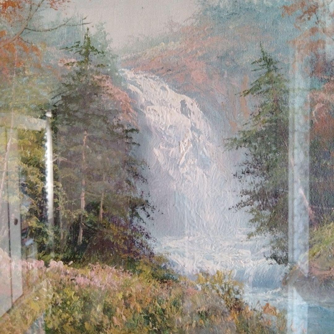 最終値下げ　F６号作品【癒しの水簾 熊本 鍋ヶ滝 】 額装した素晴らしい油絵