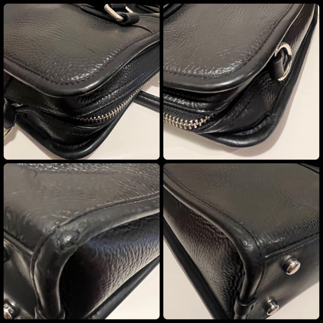 COACHコーチ ビジネスバッグ オールレザー 革 ブラック ストラップ付 黒