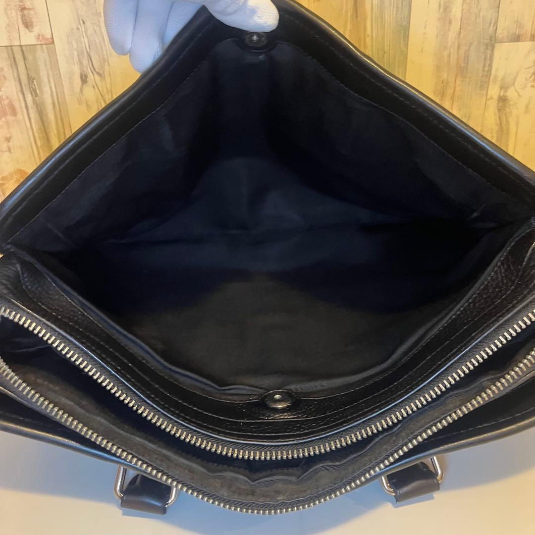 COACHコーチ ビジネスバッグ オールレザー 革 ブラック ストラップ付 黒