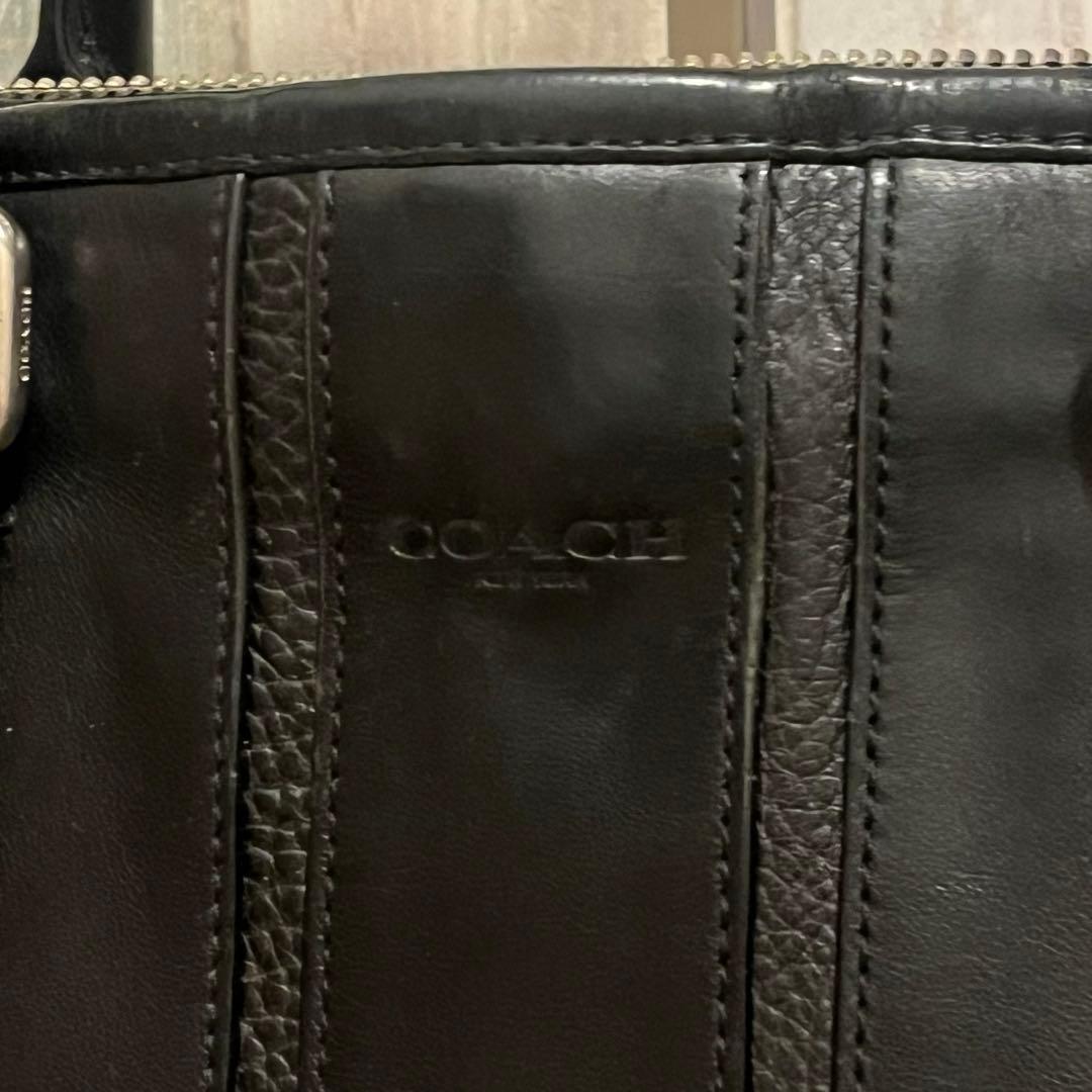 COACHコーチ ビジネスバッグ オールレザー 革 ブラック ストラップ付 黒
