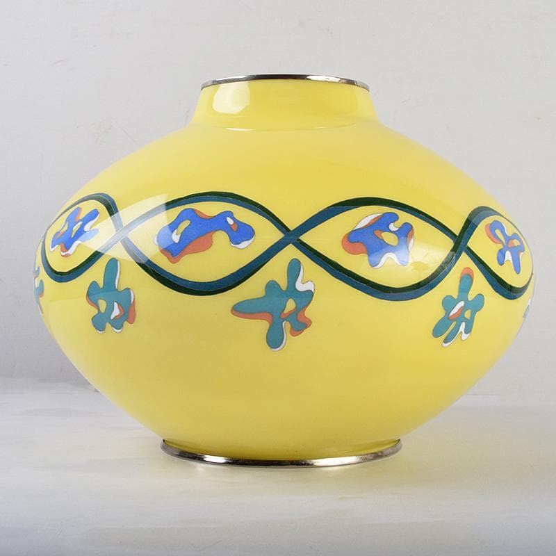 七宝焼　黄釉　花瓶　M　R9074B