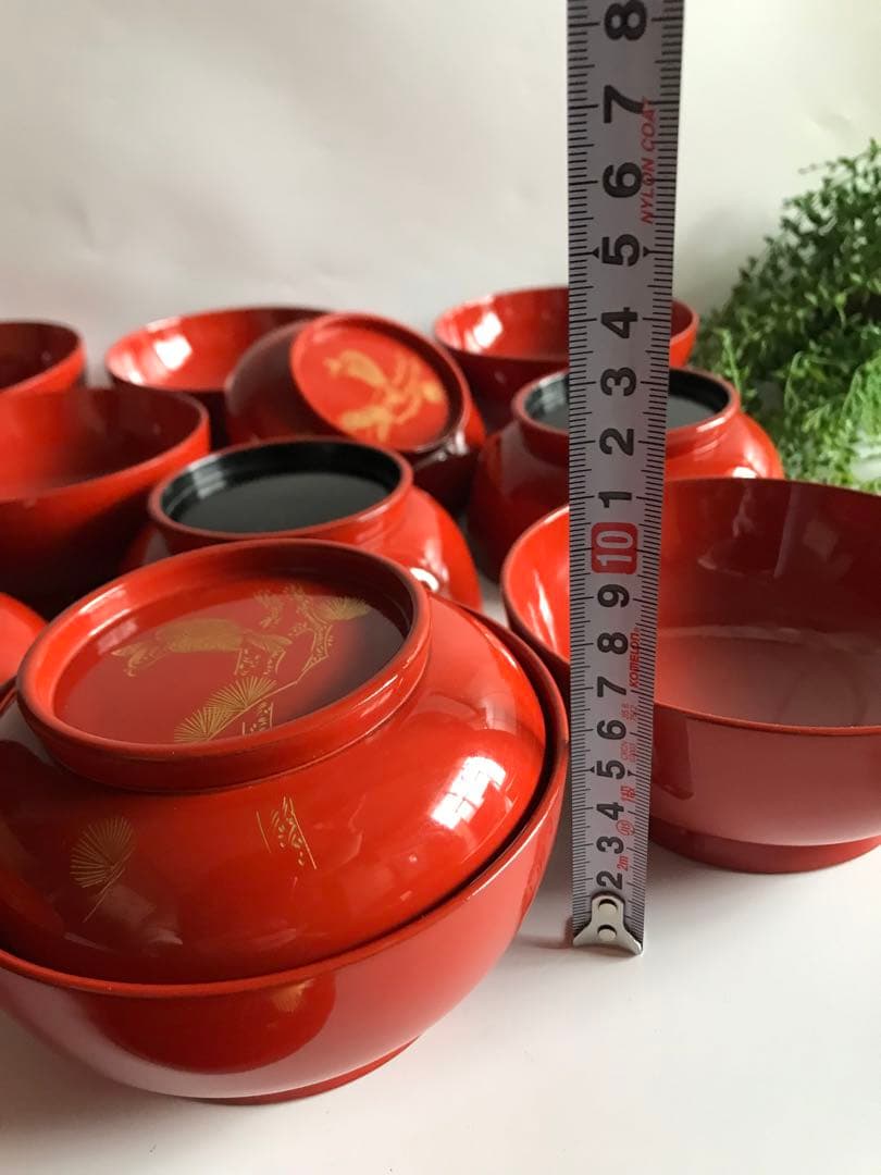 能登輪島塗 漆塗り 金蒔絵 天然木 蓋付椀 10客セット