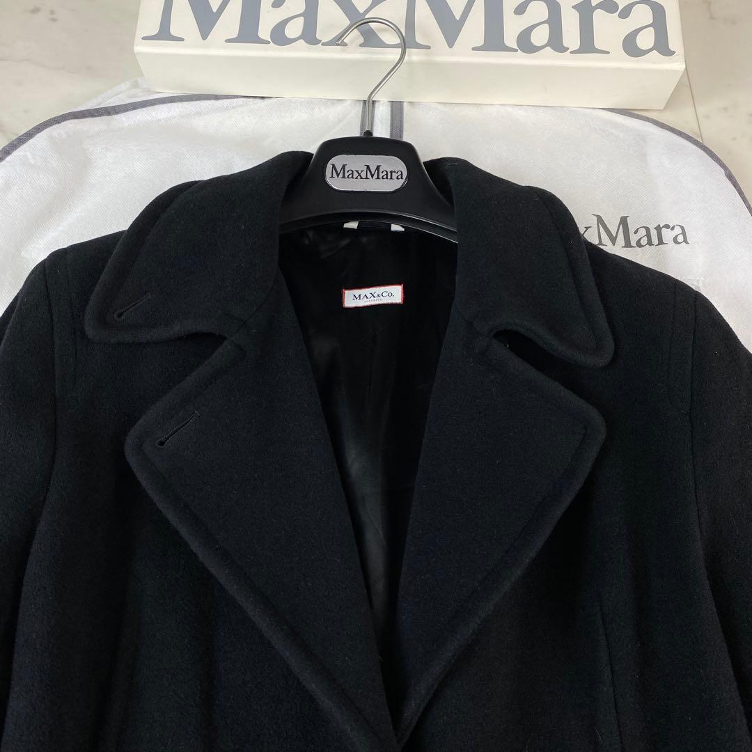 MAX&Co チェスターコート アンゴラ混 黒 ロングコート 125cmマキシ丈