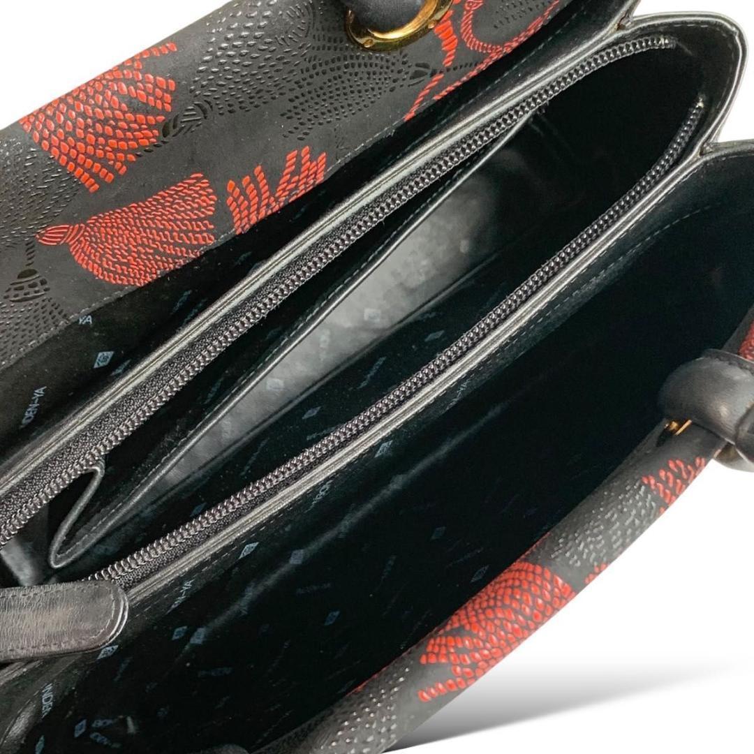 極美品 印傳屋 インデンヤ ベネッセージ ハンドバッグ レザー 房柄 タッセル