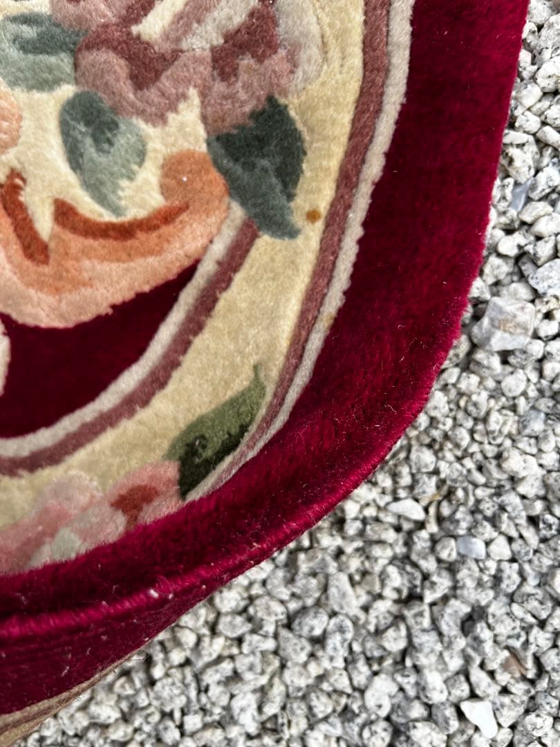 緞通 段通 絨毯 肉厚 花柄 房あり 厚さ2cm 綺麗なワインレッド - メルカリ