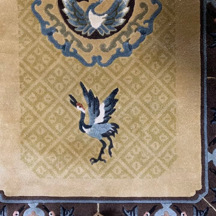 シルク段通 940✖️610㎜ 中国 昭和 鶴