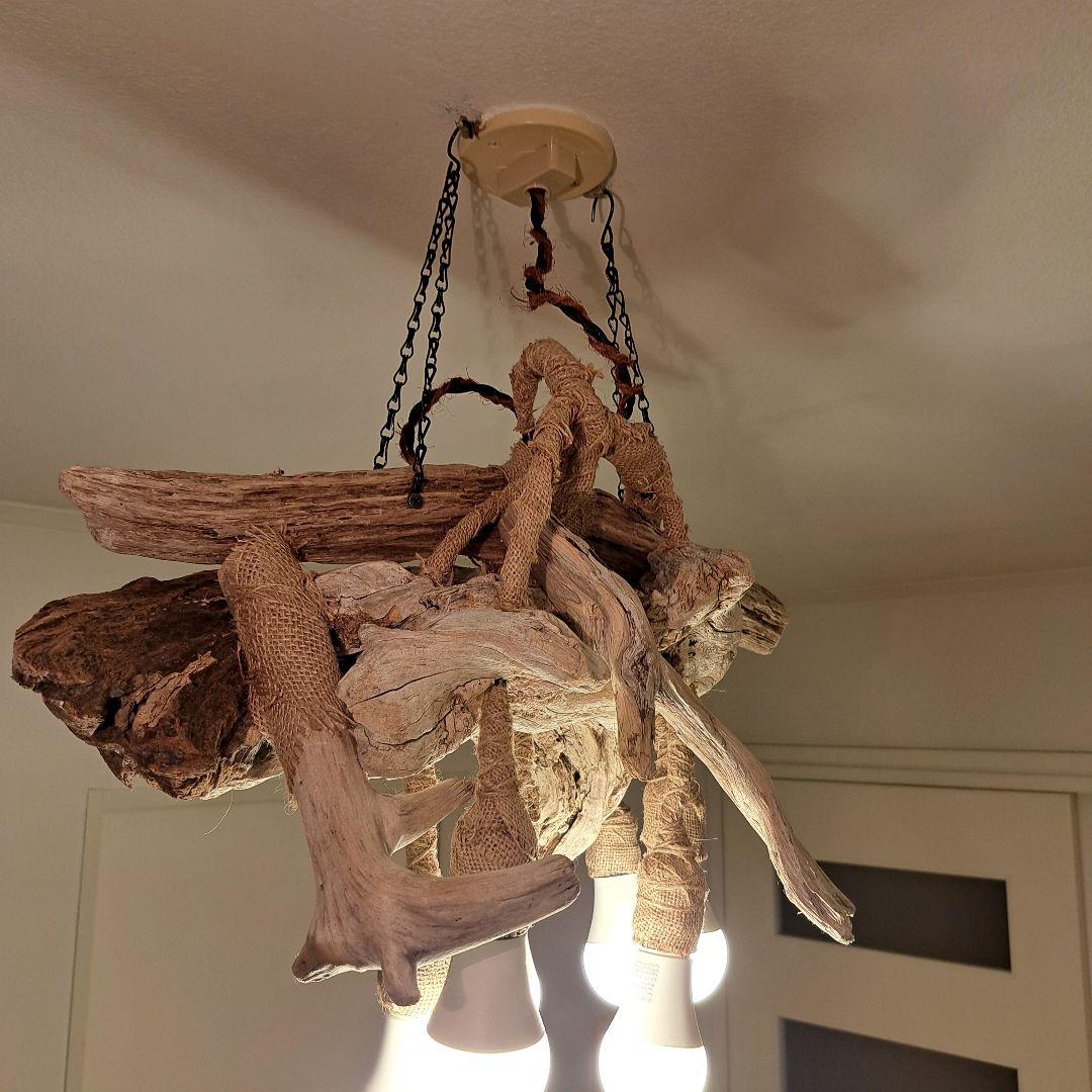 流木インテリア　6灯ペンダントライト LED付　6〜18帖　リビングダイニング用