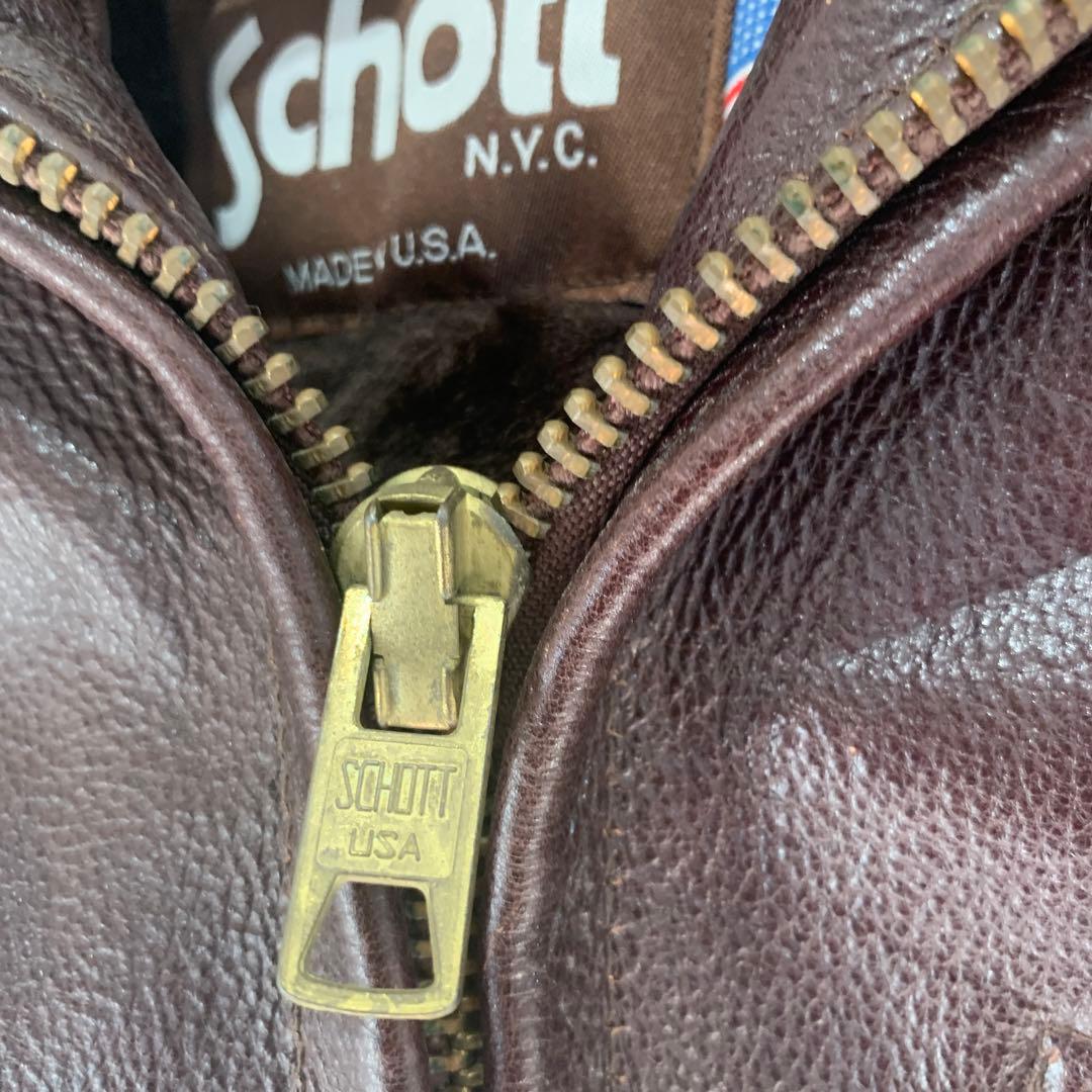 Schott ショット 642VS レザー シングルライダースジャケット茶 38