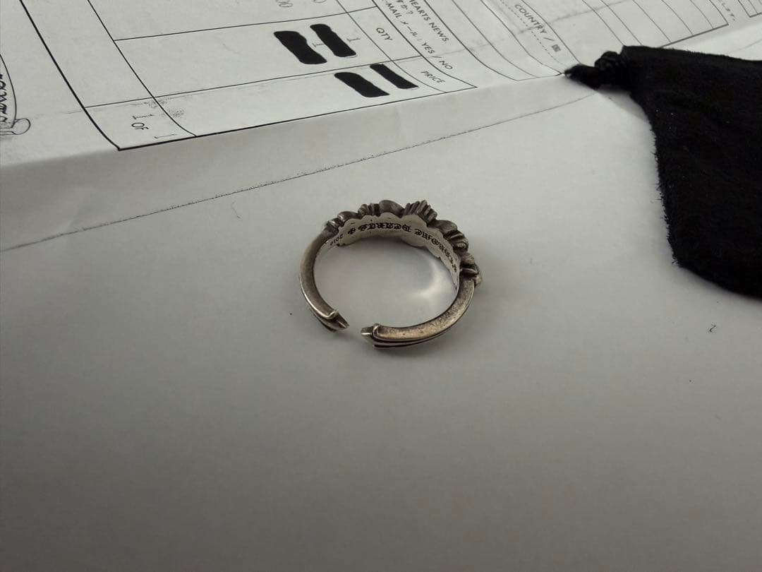 クロムハーツ ベビークラシックダブルフローラルクロスリング 20号