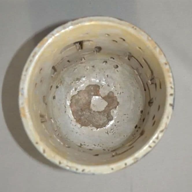 『李朝青花白磁透雕卍紋筆筒』 出版掲載品　李氏朝鮮　箱付　修理痕有