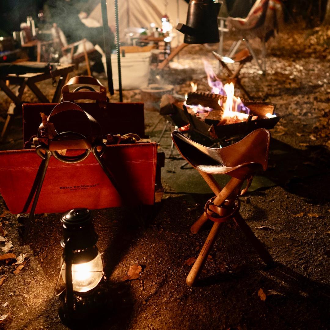 【焚き火チェア】エイジングヌメ basta_redskapet ブラウン 中古