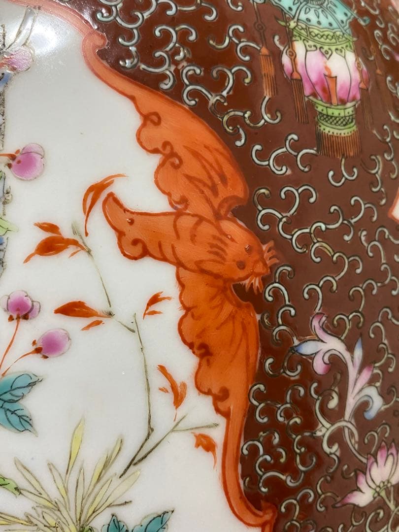 清朝 唐物 大清乾隆年製 彩色花鳥図花瓶 花器 骨董品 壺 古美術品