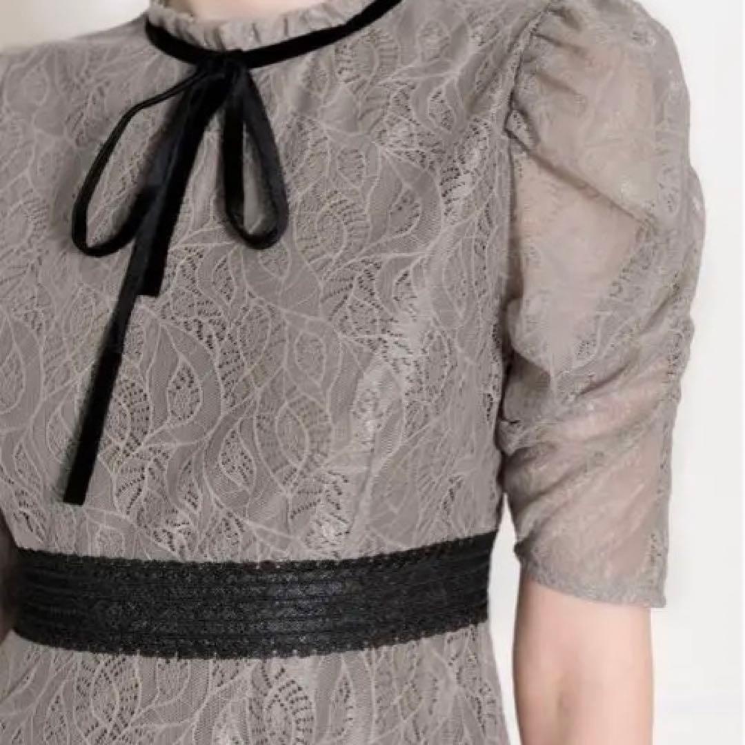 leja グレー 刺繍 シースルー パーティードレス Leja グレー