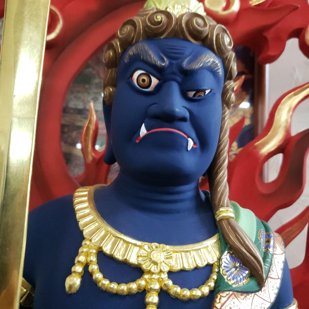 Bフライデー送料無料☆極彩色 不動明王三尊像2尺☆矜羯羅童子・制多迦