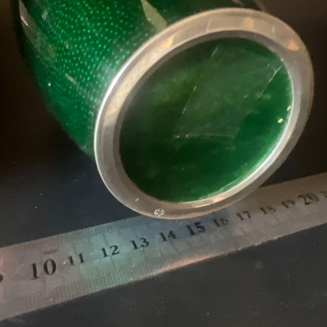 安藤七宝焼 梅菊竹 珍しい深緑系 花入れ 花瓶 華道 刻印有 極上工芸 金属