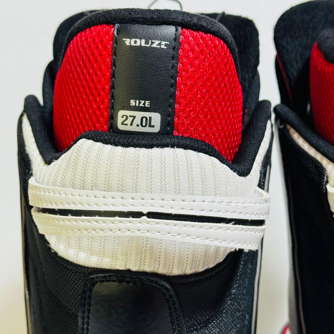 27cm スノーボードブーツ 黒/赤/白初心者BoAダイヤル式簡単27センチ