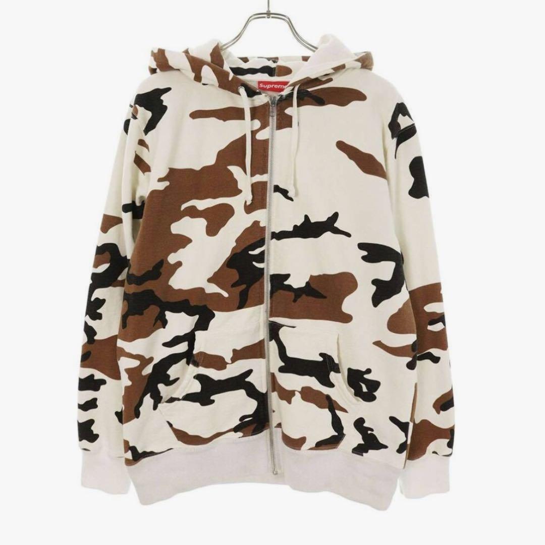 シュプリーム リブロゴカモフラジップアップパーカー メンズ L