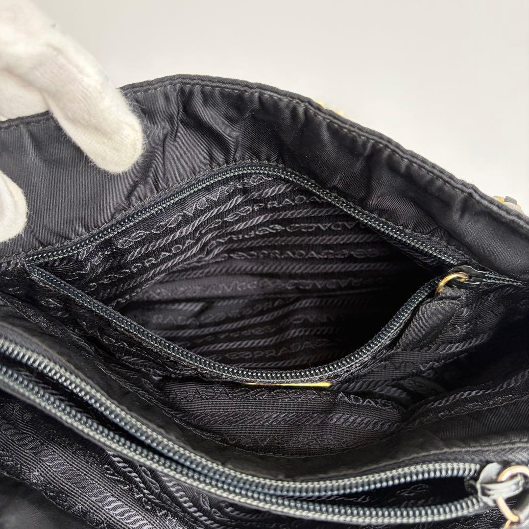 極美品 PRADA プラダ チェーン キルティング ショルダーバッグ ナイロン