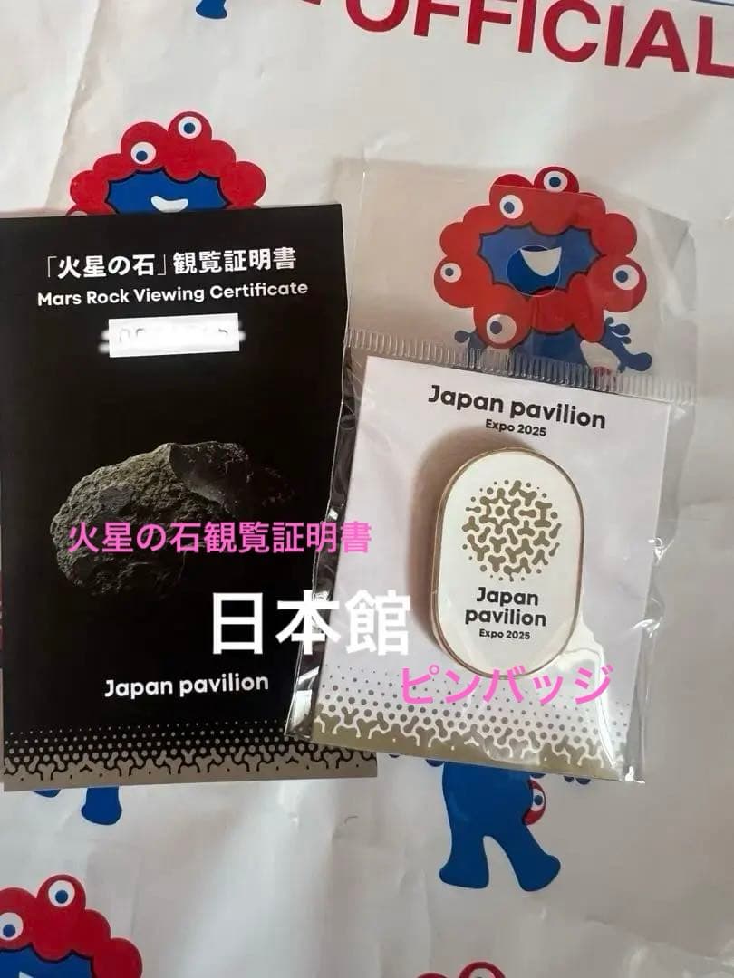 EXPO 大阪万博EXPO 日本館ピンバッジ 火星の石観覧証明Japan pavilion