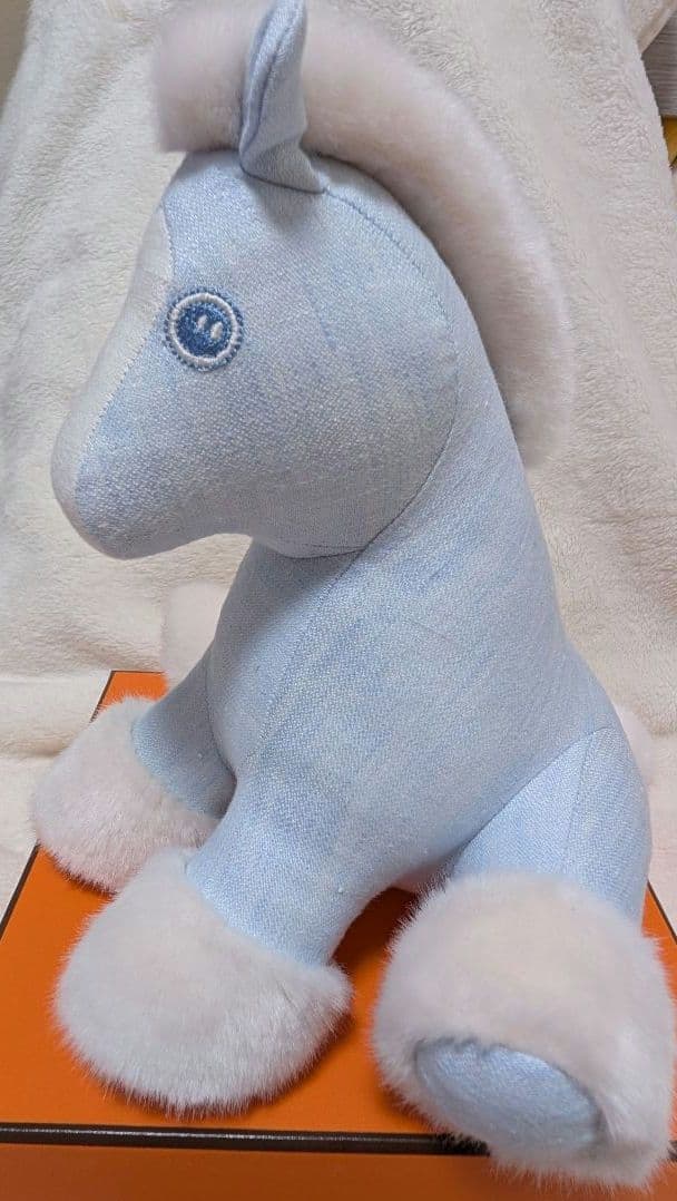 【お値下げ対応中/箱付】/HERMES/ぬいぐるみベビーエルミーブルー