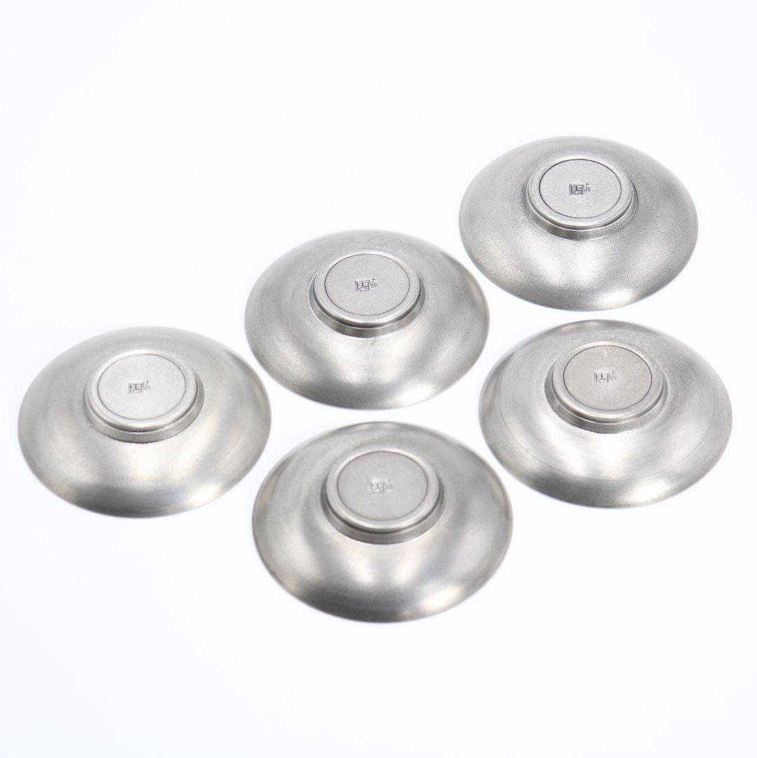 錫半製 茶器 急須 茶托 本錫上錫 歳寒三友図 松竹梅五君子 煎茶道具　M70